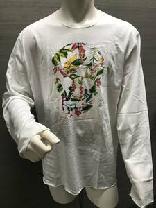 本物 新品 lucien pellat-finet ルシアンペラフィネ NATURALSKULL LONGSLEEVET-SHIRTスカルプリント長袖Tシャツ EVH1954 白 M
