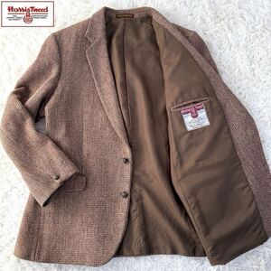 美品 XXL相当 Dunn&Co ハリスツイード HARRIS TWEED メランジ シングル テーラードジャケット 胡桃ボタン ブラウン ウール100% 60s 英国製