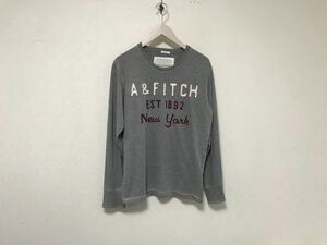 本物アバクロアンドフィッチAbercrombie&Fitchコットン長袖TシャツロンTメンズサーフアメカジミリタリービジネススーツグレーSマカオ製