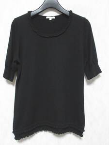 TO BE CHIC トゥービーシック ストレッチ 半袖 ニット レディース 3 ブラック irmri yg6449