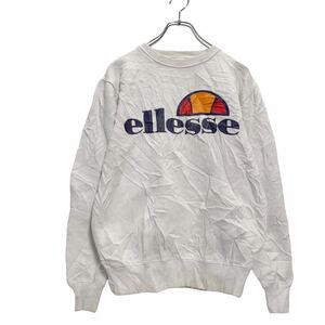 ellesse ロゴ スウェット トレーナー S ホワイト ネイビー エレッセ 裏起毛 古着卸 アメリカ仕入 a603-5888