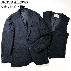 UNITED ARROWS A day in the life ユナイテッドアローズ テーラードジャケットベスト2B ウール ビジネス スーツ Mサイズ メンズ C112405-84