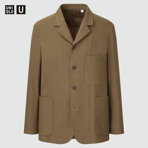 UNIQLO ユニクロ　UNIQLO U ユニクロユー　フランネルワークジャケット セットアップ可能 XL ダークブラウン