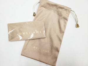 ラスト BVLGARI ブルガリ セリート メガネケース 巾着 ＆ メガネ拭き セット ブラウン 茶 ベージュ