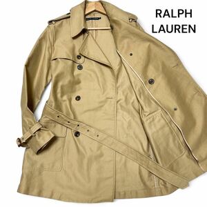 美麗品◎XLサイズ位!!ラルフローレン【希少なビッグサイズ】RALPH LAUREN ベルト付き トレンチコート コットン100% ベージュ 秋冬◎メンズ