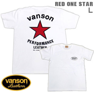 VANSON / バンソン 半袖Ｔシャツ VSS-13「RED ONE STAR」サイズL ホワイト レッドワンスター 別注