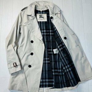 良品/48 L-XL相当★バーバリー/BURBERRY LONDON 英国製 ノバチェック トレンチコート ダブルブレスト ジャケット 軽アウター 白ベージュ