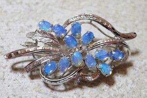 186 天然オパール opal ブローチ ヴィンテージ アクセサリー 天然石 宝石 色石 カラーストーン 装飾品