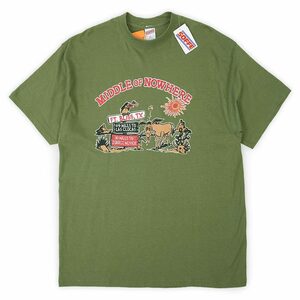 未使用 デッドストック 00s US ARMY ミリタリー 米軍基地 スーベニア Tシャツ ソフィ SOFFE 珍品 (-9820) オリーブグリーン XL