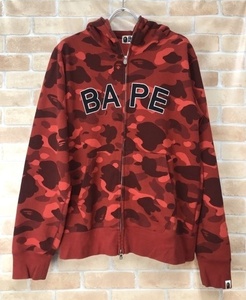 A BATHING APE アベイシングエイプ ジップパーカー カモフラ レッド XL 111402088