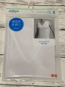 未使用★UNIQLO/ユニクロ★エアリズム　メッシュ　Vネック　ノースリーブ　MEN　サイズS　AIRism　メンズ