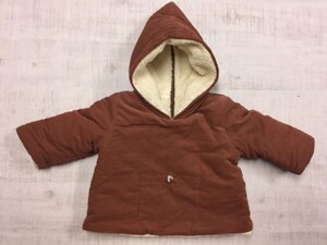 BONTON ベビー服 アメカジ 細畝コーデュロイ 裏ボア 後ろファスナー パーカー ジャケット キッズ ハンガリー製 コットン100% 茶色