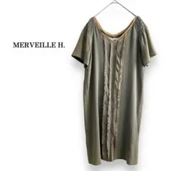 【MERVEILLE H.】メルべイユアッシュ　Vネック半袖カットソーワンピース