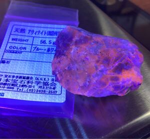 ☆巨大ブルーアウイ☆天然カラーチェンジアウイナイト 282 Ct カラット 母岩付き 簡易鑑別書付き