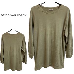 DRIES VAN NOTEN ドリス ヴァン ノッテン MADE IN TURKEY トルコ製 8分袖 カットソー コットンカットソー ライトカーキ Small アーカイブ