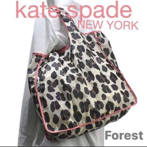 新品 kate spade NEW YORK ケイトスペードForest Feline reusable shopping bag エコバッグ