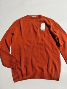 4256】新品13.0万【malo / マロ　50　秋冬モデル　カシミア100％クルーネックニット　フィレンツェメイド　至高肌触ニット】テラコッタ