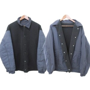 ナナミカ nanamica 美品 24FA Reversible Wind Jacket リバーシブル ウィンド ジャケット フリース ナイロン Mサイズ 黒 ブラック 紺 ネイ