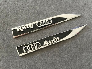 ★アウディ AUDI★ブラック★ 金属ステッカー エンブレム デカール 2枚セット 3D 立体 車用装飾 両面テープで取付簡単