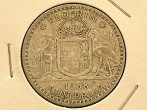 ◆オーストラリア◆1フローリン(FLORIN)銀貨■1958年/Australia 1958 FLORIN ElizabethⅡ silver coin