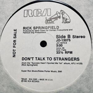 ◆ Rick Springfield - Don’t Talk To Strangers ◆12inch US盤 Promo ベストヒットUSA系!!