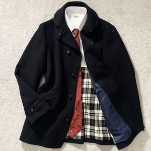 希少 Stutostein シュテットスタイン 高級カシミヤブレンド メルトンウール ダブルブレスレット PEA JACKET Pコート ピーコートブラック 黒