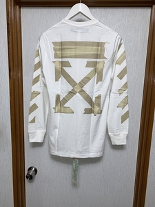 S 新品 OFF-WHITE TAPE ARROWS スリム ロングスリーブ Tシャツ