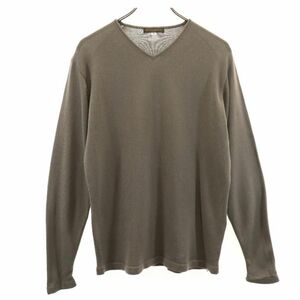 ユナイテッドアローズトウキョウ 日本製 長袖 Vネック ウール ニット セーター M ブラウン系 UNITED ARROWS TOKYO メンズ