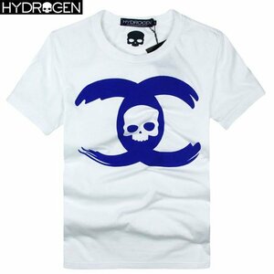 新品◆【格好いい】◆【通気品】メンズ半袖ＴシャツHYDROGENハイドロゲンスカイ白ーM