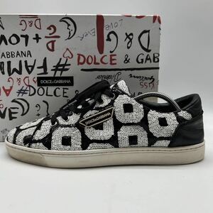 1円【美品 希少デザイン】 DOLCE&GABBANA ドルチェアンドガッバーナ メンズ スニーカー シューズ 靴 レザー スパンコール 総柄 レザー 26位