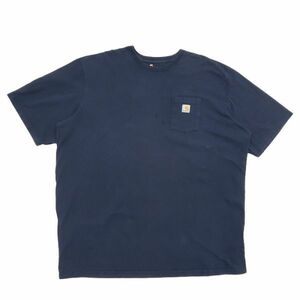 古着 カーハート CARHARTT ポケットTシャツ ワンポイント ネイビー サイズ表記：4XL　gd80005