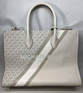 ■ MICHAELKORS マイケルコース MIRELLA EW 2way ショルダーバッグ トート ライトクリームマルチ ミディアム ●240601