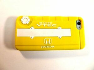 iPhone7S/7、iPhone6S/6用 ソフトシリコンケース HONDA SPOON B16エンジンカムカバー形　イエロー　検 シビック CIVIC TYPE-R DOHC VTEC