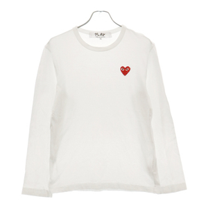 PLAY COMME des GARCONS プレイコムデギャルソン ハート ワッペン クルーネック 長袖 カットソー Tシャツ レディース ホワイト AZ-T118