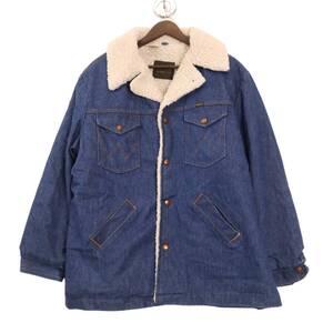 70年代 USA製 Wrangler ラングラー WRANGE COAT ランチコート デニムジャケット ブルー (メンズ XL) 中古 古着 A0104