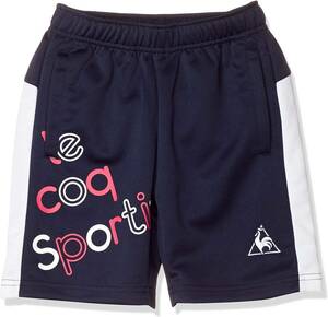 【KCM】Z-lecoq-113-110★展示品★【le coq sportif/ルコック】ガールズ　ウォームアップハーフパンツ　QMJPJG01　ネイビー　サイズ110