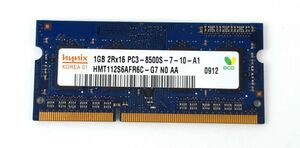 hynix 1GB*1枚 PC3-8500S(DDR3-1066) SO-DIMM ノートパソコン用メモリ型番：HMT112S6AFR6C-G7