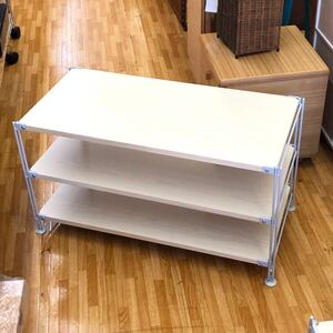 MUJI スチール ユニットシェルフ 84×41×46 無印良品 ホワイト 木目調 飾り棚 テレビ台 ラック 収納 オーディオラック 白 ナチュラル