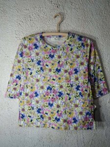 to6689　タグ付き　未使用　L.E.　Look ELEGANCE　ルック　エレガンス　７分袖　花柄　総柄　デザイン　tシャツ　カットソー　送料格安