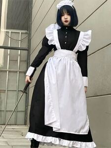 新品未使用 ロングメイド服 メイド服 コスプレ 衣装 レディース 大きいサイズ