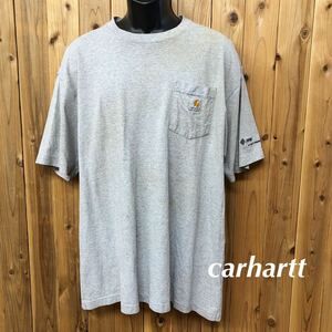 carhartt /カーハート /メンズXL グレー 半袖Tシャツ ポケットTシャツ クルーネック ワーク アメカジ USED USA古着