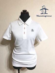 Munsingwear golf マンシングウェア ゴルフ レディース ドライ 鹿の子 ポロシャツ ビッグロゴ トップス サイズL 半袖 白 XSL1521CY 日本製