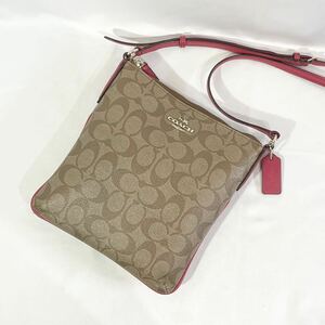 正規品 コーチ COACH サコッシュ ショルダーバッグ シグネチャー PVC 斜め掛け 肩掛け かばん 鞄 ベージュ ピンク クロスボディ 