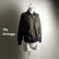 70s 60s ジップシャツ リブジャン ウエスタンシャツ ジャージ G461