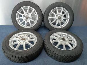 ★8.5-9分山★21年製★ ダンロップWINTER MAXX WM02 155/65R13　社外ホイール 13×4J +42 4H-100 4本セット スタッドレス 軽自動車等　G384