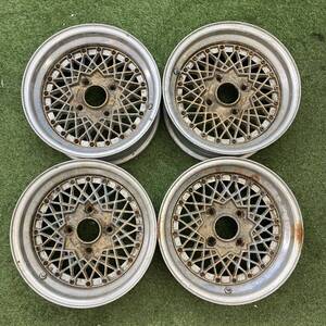 【0133】深リム★旧車★14インチ　7J　RAYS VOLK RACING レイズ　14×7J　ET15　PCD114.3　4穴　ハブ径73　中古アルミホイール　4本