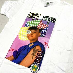 未使用 クロスカラーズ TLC Tシャツ LEFT EYE 1992 半袖 白 フラッシャー付き Deadstock 新品 CROSS COLOURS R&B HIPHOP アーティスト 音楽