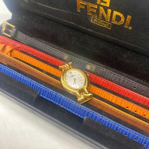 exI0036 FENDI 640 L フェンディ レディースクォーツ腕時計 QZ 替えベルト 箱付き 