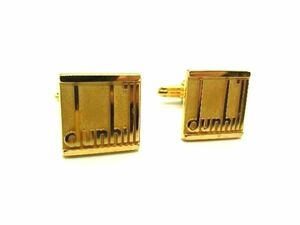 ■美品■ dunhill ダンヒル ロゴプレート カフリンクス カフスボタンアクセサリー 紳士 メンズ ゴールド系 DD8610