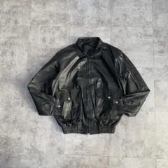 80s A-2 real leather bomber jacket blk n